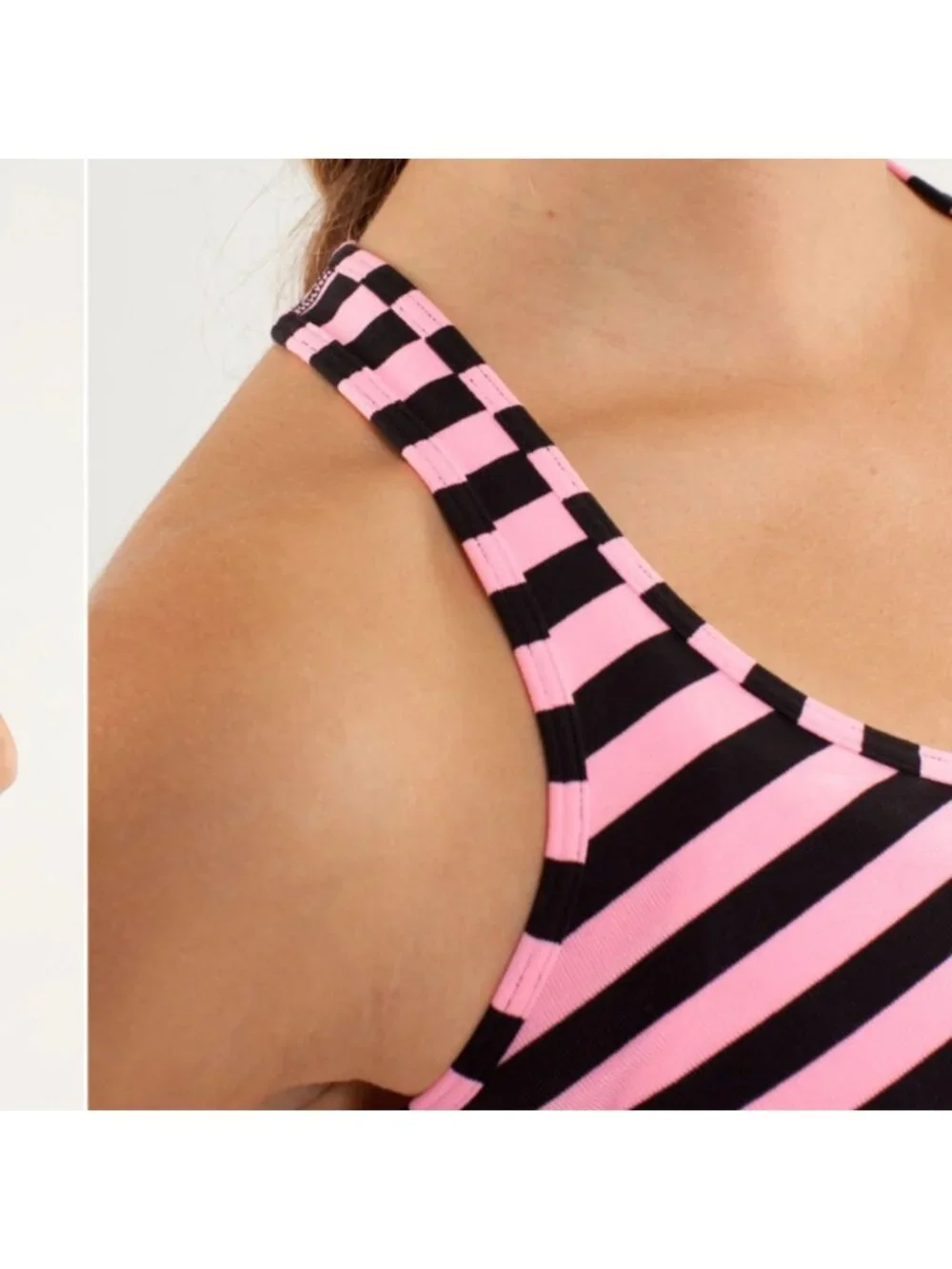 Lululemon Cool Razorback tank Pink & Black stripe